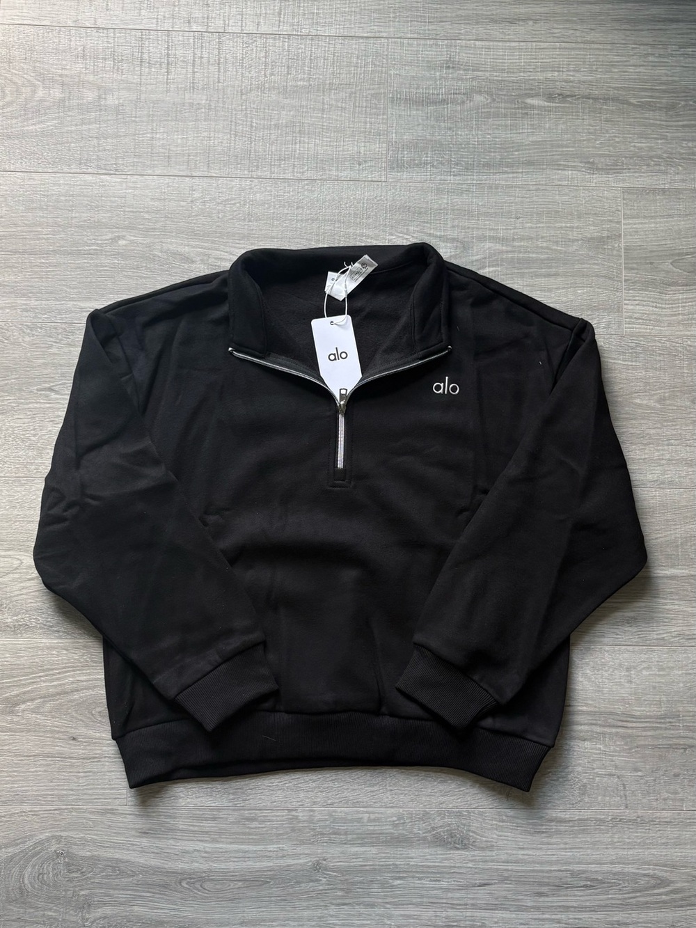 ALO Yoga Black Quarter-Zip Pullover, Size Unisex S